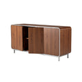 Modern Walnut Wood Sideboard with Sleek Metal Legs and Minimalist Design