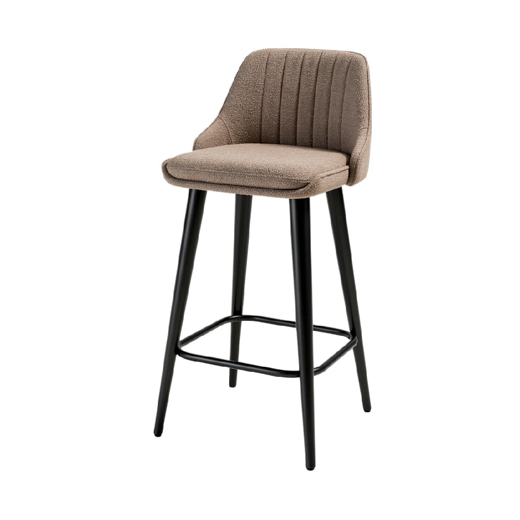 Modern Upholstered Bar Stool with Metal Legs and Backrest